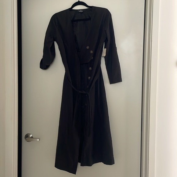 Pull Me Close Washed Black Suede Button-Up Midi Dress from Lulus - Picture 4 of 6